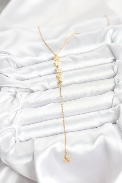 316L Çelik Zincir Gold Renk Yıldız Model Y Kolye - TJ-BKO10660 - Resim 2