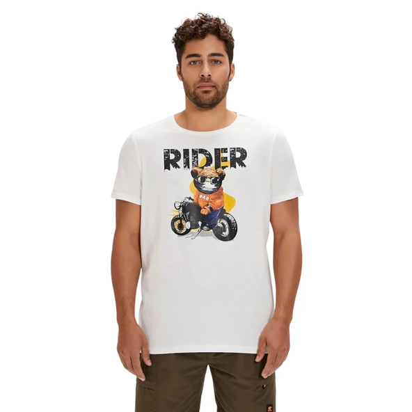 Baskılı Bisiklet Yaka Erkek T-Shirt ürün görseli 1