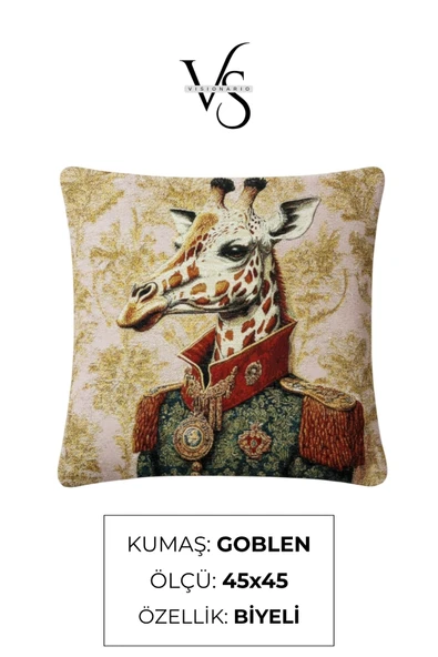 VISIONARIO Kırlent Jakarlı Dokuma Goblen Kumaş - 45x45cm Biyeli Çift Taraflı Dekoratif Kırlent Kılıfı - Resim 3