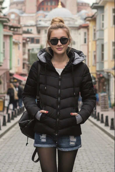 Günlük Kısa Kışlık Şişme Kadın Mont co801syh4 ürün görseli