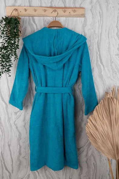 Unisex Premium Koleksiyon Pamuklu Kapüşonlu Bornoz - Resim 10