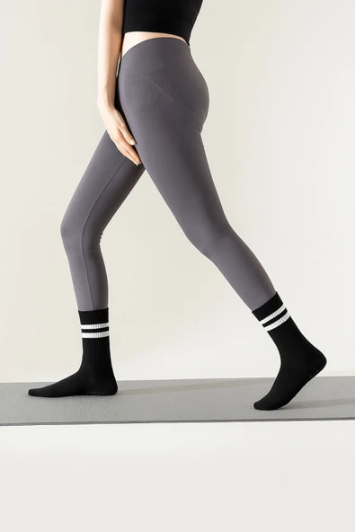1 Çift Mor Yoga Pilates Kaydırmaz Çorap - Resim 6