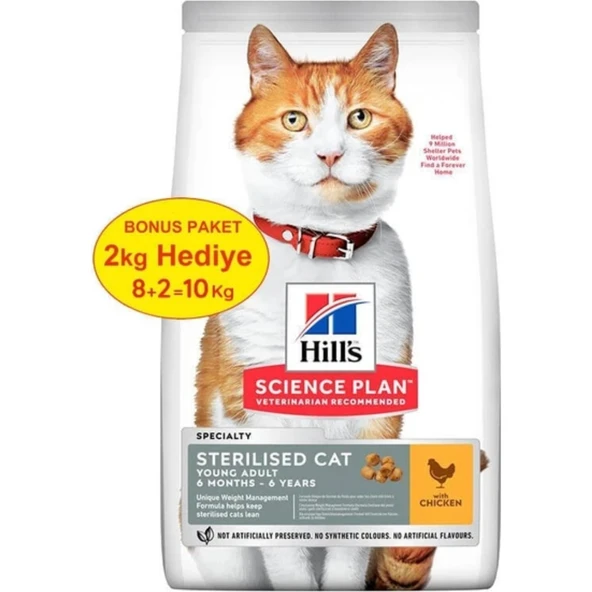 Young Sterilised Tavuklu Kısırlaştırılmış Kedi Maması 8 kg (+2 kg Hediyeli) ürün görseli