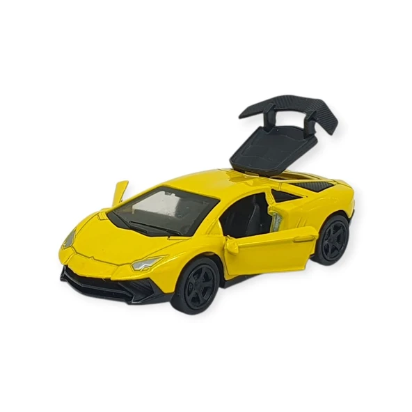 Çek Bırak Metal Küçük Arabalar 8 cm - 6411A-21 - Sarı - Resim 5