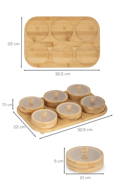 Porsima Pbt-693 Tepsili 6lı Bambu Kahvaltılık Saklama Kabı Kapaklı Saklama Kabı Kapaklı Kahvaltılık Seti - Resim 5
