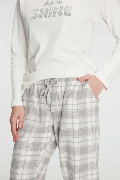 MDB Anıl Uzun Kol Pamuklu Kışlık Pijama Takımı - Resim 4