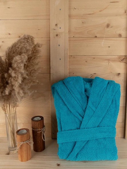 Unisex Premium Koleksiyon Pamuklu Kapüşonlu Bornoz - Resim 11