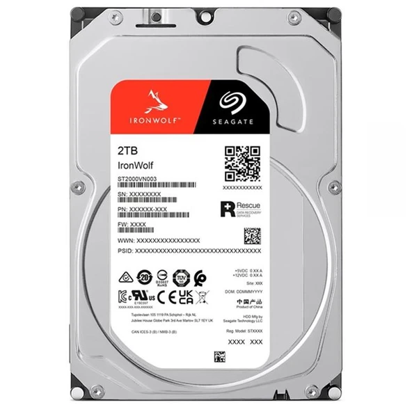 2 TB SEAGATE 3.5 IRONWOLF SATA3 5400RPM 256MB ST2000VN003 (3 YIL RESMI DIST GARANTILI) ürün görseli 1