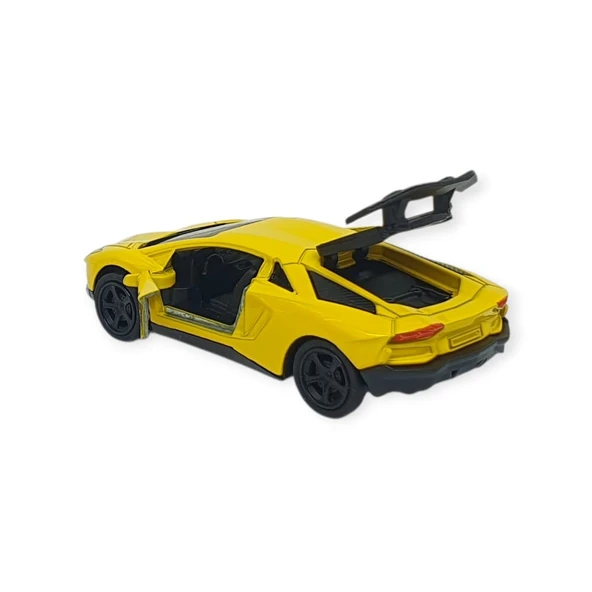 Çek Bırak Metal Küçük Arabalar 8 cm - 6411A-21 - Sarı - Resim 4