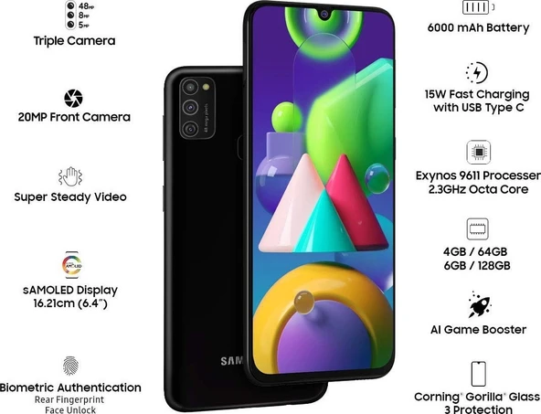 Samsung Galaxy M21 64 GB / 4 GB RAM Siyah Yenilenmiş ÜRÜN (Sıfır Gibi) A KALİTE - Resim 4