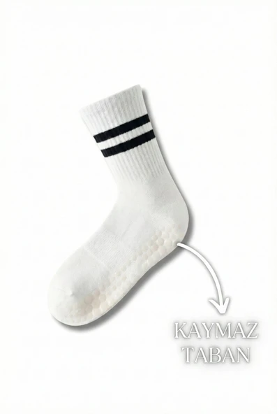 1 Çift Beyaz Yoga Pilates Kaydırmaz Çorap ürün görseli 1
