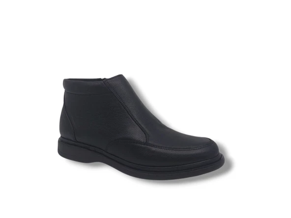 Zerhan 039 Erkek Siyah Hakiki Deri Fermuarlı Poli (Hafif) Taban Bot - Resim 2