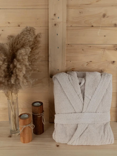 Unisex Premium Koleksiyon Pamuklu Kapüşonlu Bornoz - Resim 7