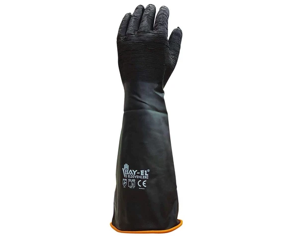 BAY-EL EL460 Siyah Kauçuk Pütürlü Uzun Eldiven XL 60 CM - Resim 2
