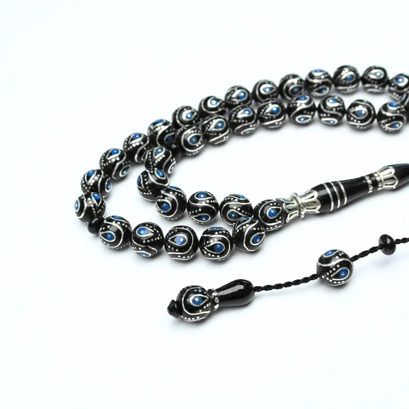 Damla İçi Damla Küre Model Sistemli Oltu Taşı Tespih ürün görseli 1