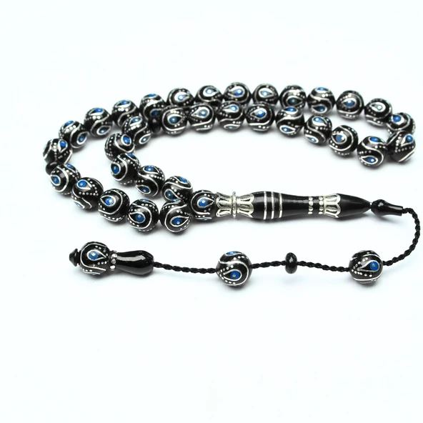 Damla İçi Damla Küre Model Sistemli Oltu Taşı Tespih - Resim 2