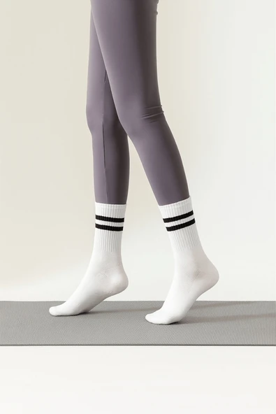 1 Çift Gri Yoga Pilates Kaydırmaz Çorap - Resim 4