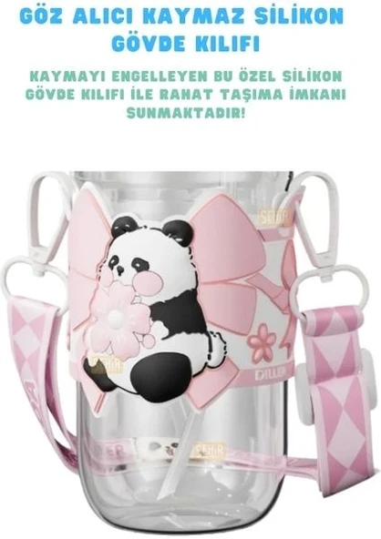 Vagonlife Diller D2518 580ml Çift Kullanım Askılı Pipetli Tritan Matara - Resim 4