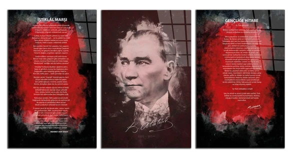Atatürk - İstiklal Marşı - Gençliğe Hitabe2 (Toplam 3 parça) TABLO ürün görseli