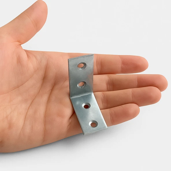 Metal L Demiri 20x40x40 mm (25 ADET)  Raf Köşe Sabitleme Aparatı Mobilya Bağlantı Destek Seti - Resim 4