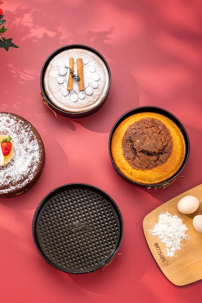 Circle 3'lü Kek Kalıbı Seti 16-18-20 Cm Kelepçeli - Resim 4