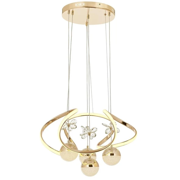 AVONNI  Sarı Kaplama Modern Avize  Metal Cam 40cm ürün görseli 1