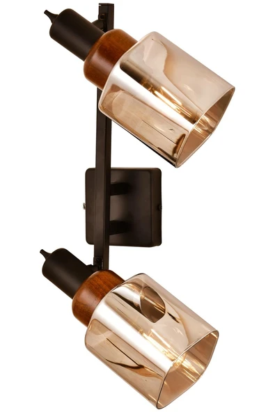 AVONNI AR-60415-2Y-BSY Siyah Boya Modern Avize E27 Metal Ahşap Cam 50x35cm ürün görseli