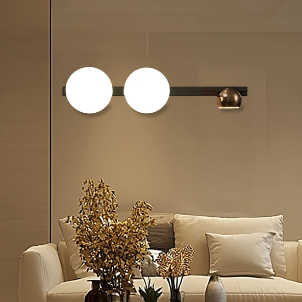 Dilay 3'lü Siyah Gold 20 Watt Modern, Yatak Başı, Salon Led Aplik ürün görseli