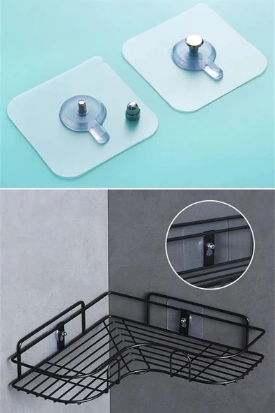 Süper Güçlü Çerçeve Askısı Pin Delgisiz Vidalı Tırnak Kanca Yapışkanlı Raf Tutucu Askı 4 Adet - Resim 8