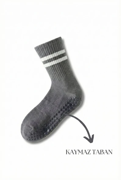 1 Çift Gri Yoga Pilates Kaydırmaz Çorap ürün görseli 1