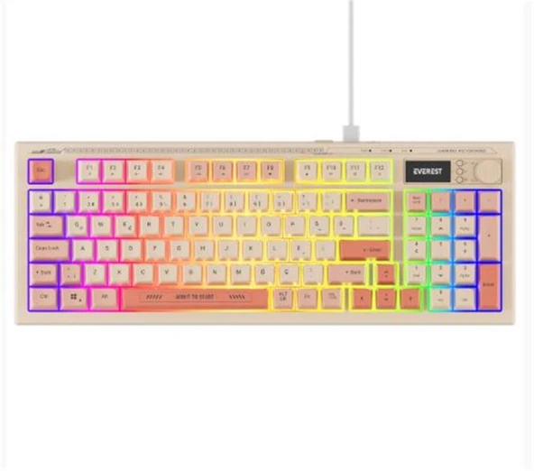 Everest KB-79 SILENT PRO Bej-Pembe-Turuncu SESSİZ RGB Q Membrane Oyuncu Klavyesi ürün görseli