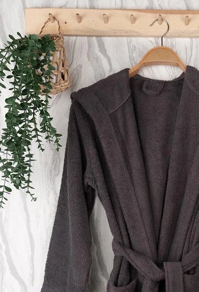 Unisex Premium Koleksiyon Pamuklu Kapüşonlu Bornoz ürün görseli 1