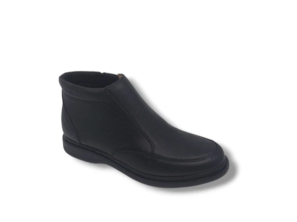 Zerhan 039 Erkek Siyah Hakiki Deri Fermuarlı Poli (Hafif) Taban Bot - Resim 4