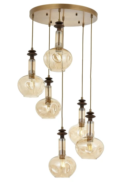 AVONNI AV-60404-6ET Eskitme Kaplama Modern Avize E27 Metal Cam 50cm ürün görseli 1