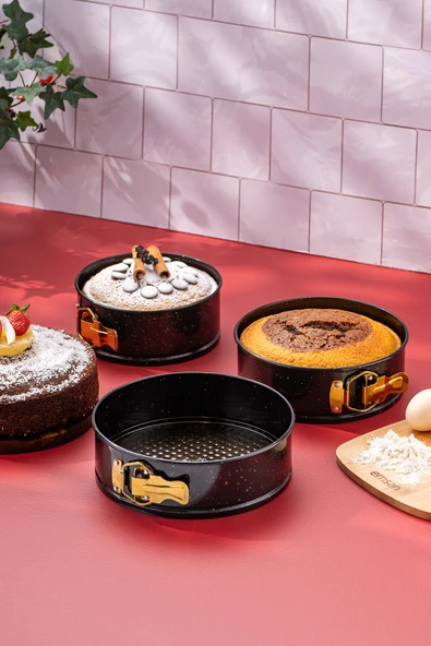 Circle 3'lü Kek Kalıbı Seti 16-18-20 Cm Kelepçeli - Resim 5