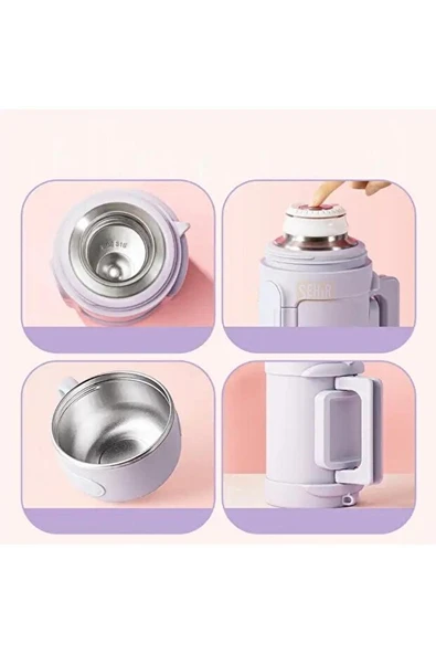 Vagonlife Tkk T2011 1000ml Askılı Bardaklı Beyaz Çelik Matara - Resim 3