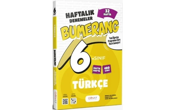 6. Sınıf Türkçe Bumerang 32 Haftalık Denemeleri Günay Yayınları ürün görseli