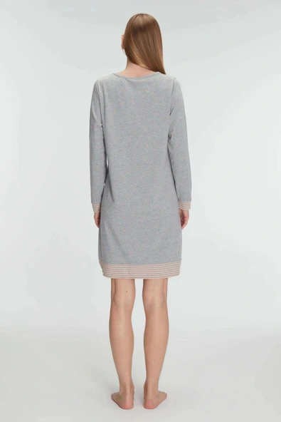 MDB MdbShop Pamuklu Uzun Kollu Gecelik - Resim 2