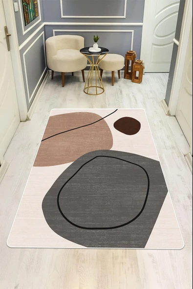 Modern Desenli Dijital Baskı Kaymaz Taban Halı H1116 Renkli 120 X 180 ürün görseli