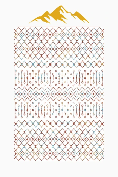 Etnik Desenli Dijital Baskı Kaymaz Taban Halı H1041 Renkli 100 X 200 - Resim 3