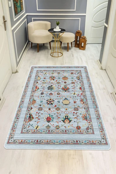 Vintage Desen Dijital Baskı Kaymaz Taban Halı H0281 Renkli 180 X 280 ürün görseli