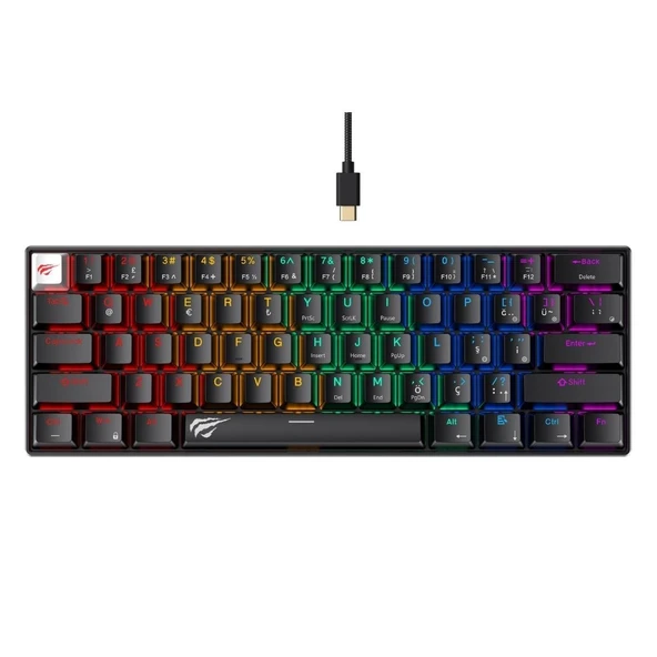 Havit Gamenote KB903L %60 Mekanik Blended Aydınlatma Oyuncu Klavyesi - 61 Tuş - Siyah ürün görseli
