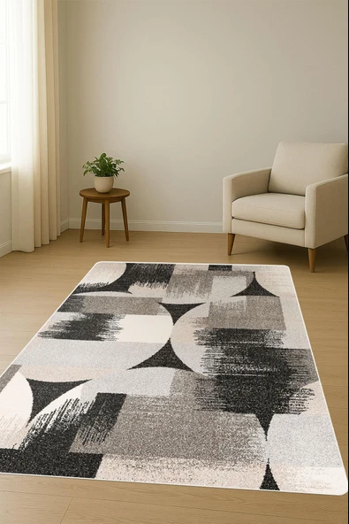 Modern Desenli Dijital Baskı Kaymaz Taban Halı H1117 Renkli 100 X 300 - Resim 2