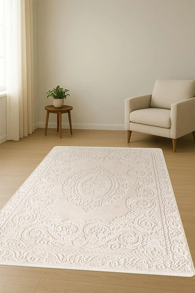 Klasik Desen Dijital Baskı Kaymaz Taban Halı H1104 Renkli 100 X 200 - Resim 2