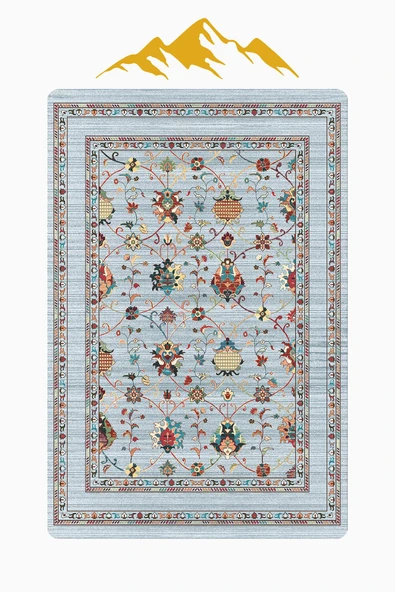 Vintage Desen Dijital Baskı Kaymaz Taban Halı H0281 Renkli 180 X 280 - Resim 3