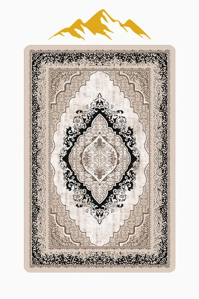 Klasik Desen Dijital Baskı Kaymaz Taban Halı H1101 Renkli 100 X 200 - Resim 3