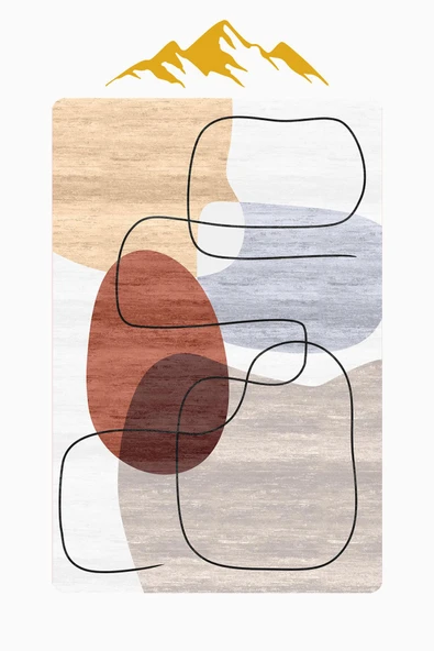 Modern Desenli Dijital Baskı Kaymaz Taban Halı H0294 Renkli 100 X 300 - Resim 3