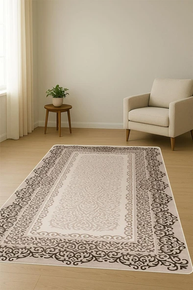 Vintage Desen Dijital Baskı Kaymaz Taban Halı H1055 Renkli 120 X 180 - Resim 2