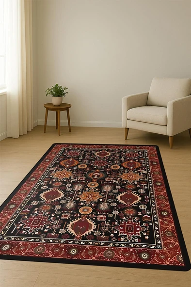 Vintage Desen Dijital Baskı Kaymaz Taban Halı H1049 Renkli 80 X 200 - Resim 2