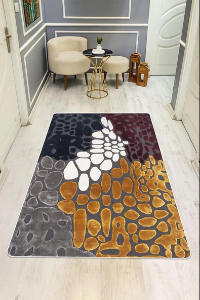 Modern Desenli Dijital Baskı Kaymaz Taban Halı H1112 Renkli 120 X 180 ürün görseli